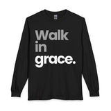 Walk in Grace Long Sleeve T-shirt in Black, Green, Navy & Red