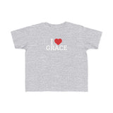 I Love Grace Toddler T-Shirt in Black, Red, Heather, & Green
