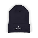 #Grace Embroidered Cuffed Beanie Hat