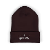 #Grace Embroidered Cuffed Beanie Hat