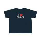 I Love Grace Toddler T-Shirt in Black, Red, Heather, & Green
