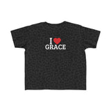 I Love Grace Toddler T-Shirt in Black, Red, Heather, & Green