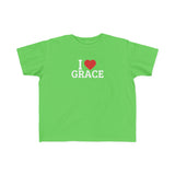 I Love Grace Toddler T-Shirt in Black, Red, Heather, & Green