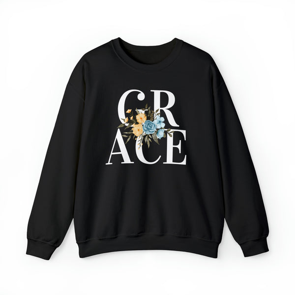 Grace with Flowers Black Sweatshirt